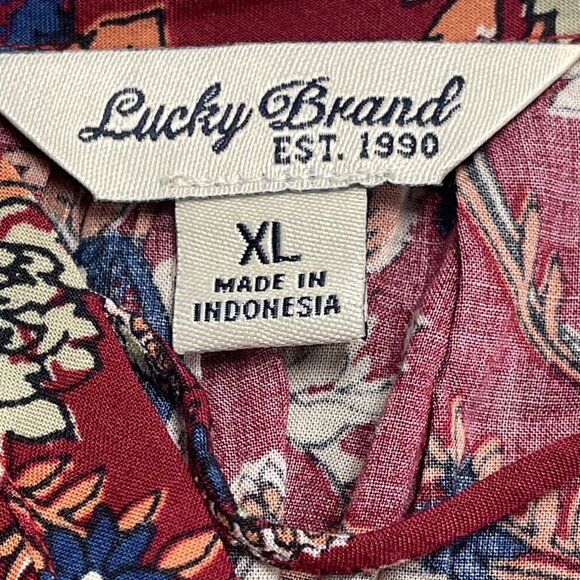 Lucky Brand Women's Maroon Floral Boho Peasant Long Sleeve Top Sz XL - Picture 6 of 8